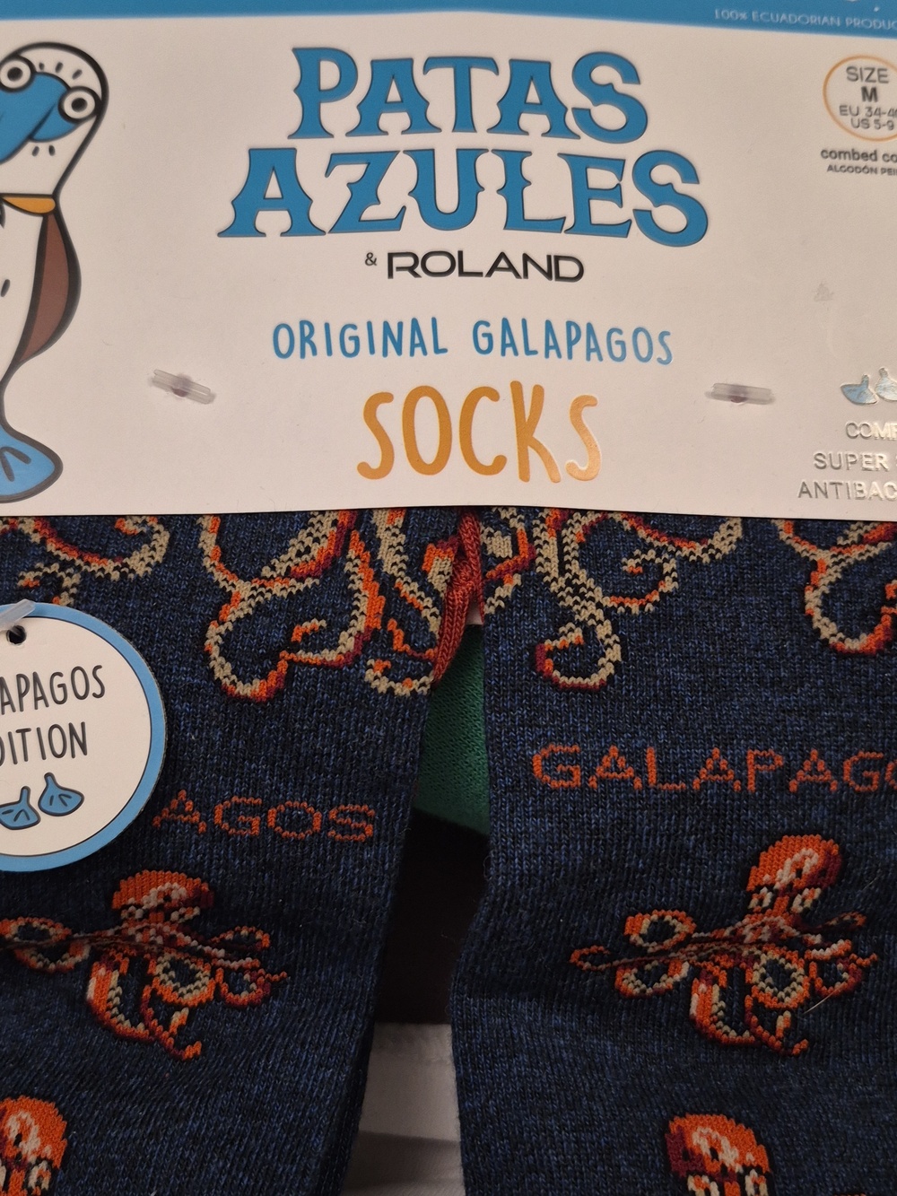 Patas Azules & Roland Galapagos Socks Size M Octopus - Picture 3 of 3